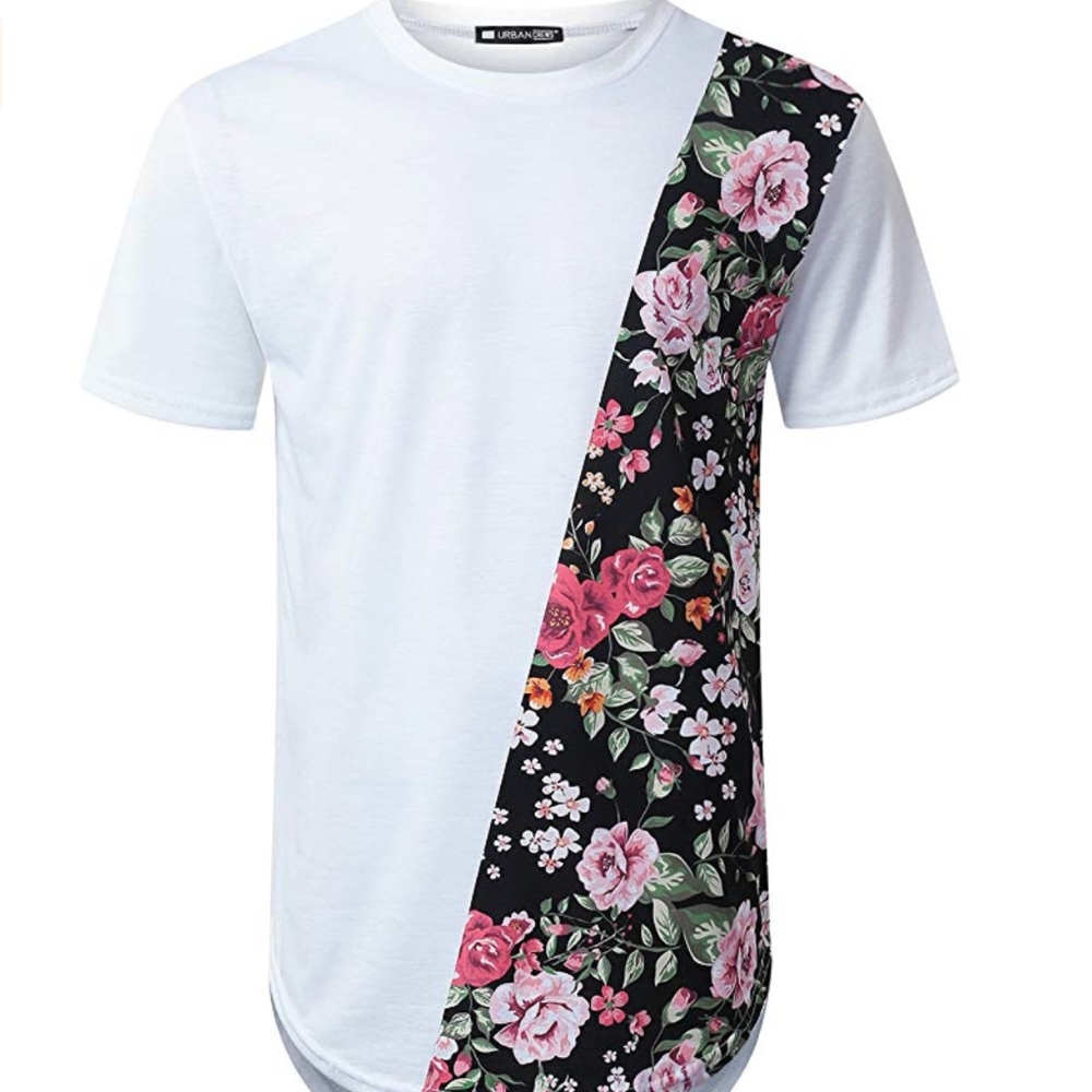 Mens Hipster Hip Hop Floral Graphic T-Shirt